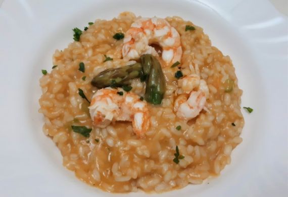 Risoto de Camarão e Espargos