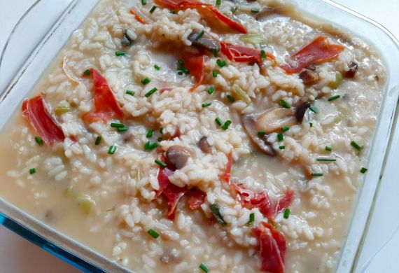 Risoto de Presunto e Cogumelos